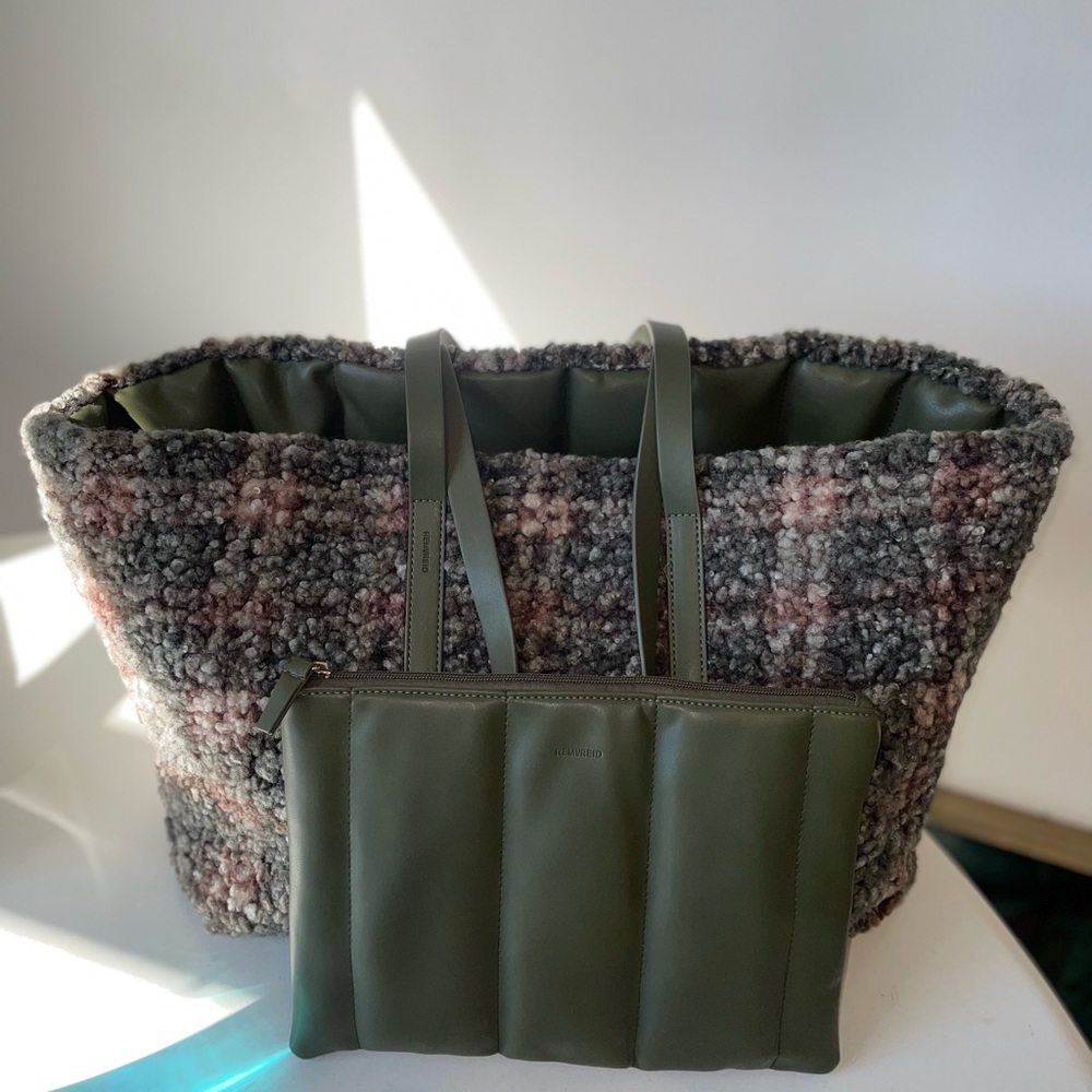 Nia Shearling Reversible Tote |  Olive